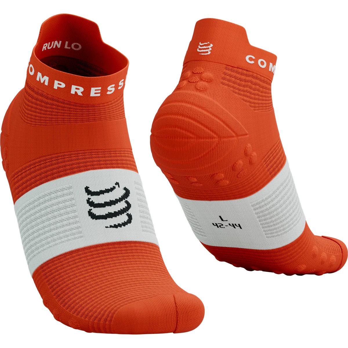 COMPRESSPORT PRO RACING SOCKS V4.0 RUN LOW TIGERLILY/WHITE  - Running socks