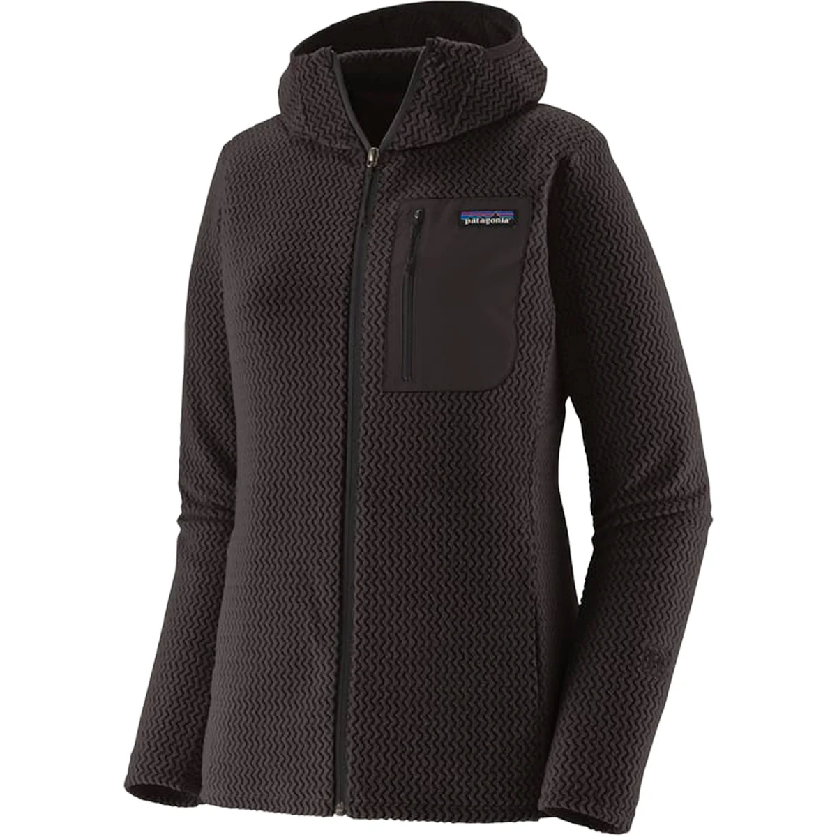 PATAGONIA W'S R1 AIR FULL-ZIP HOODY BLACK  - Hiking fleece jacket