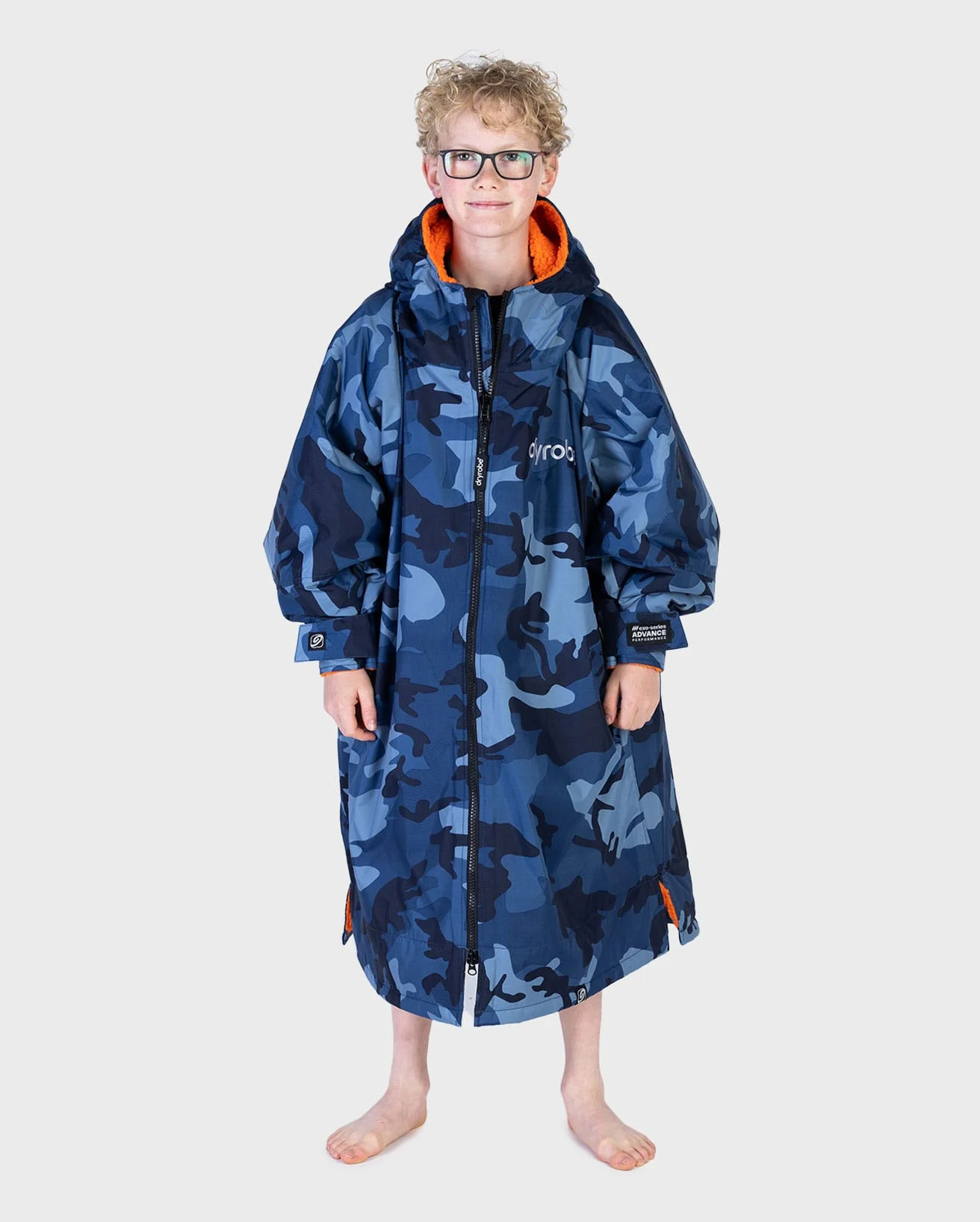 DryRobe Advance Long Sleeve Kids – Blue Camo Orange 10-13Yrs
