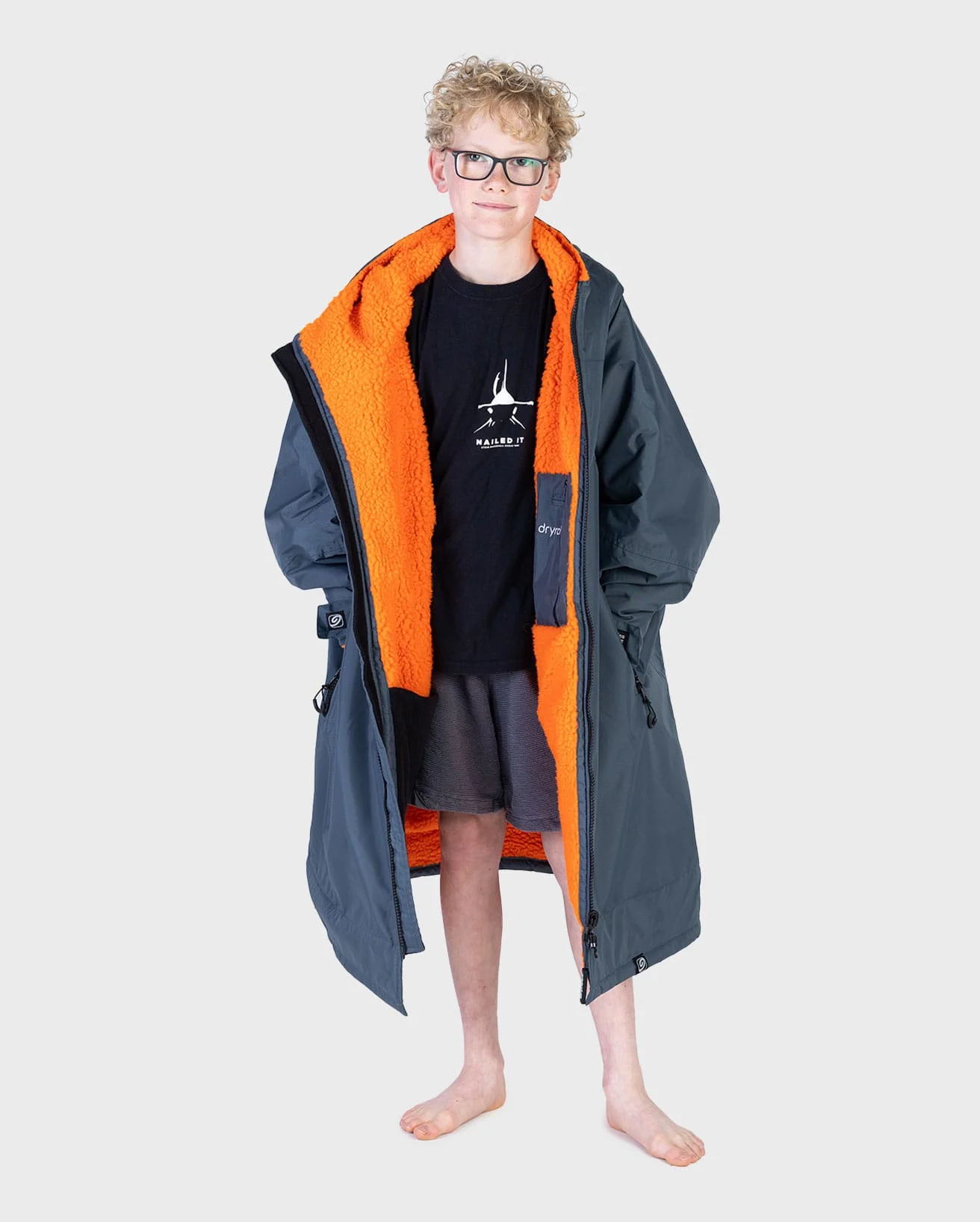 DryRobe Advance Long Sleeve Kids – Dark Grey Orange 10-13Yrs