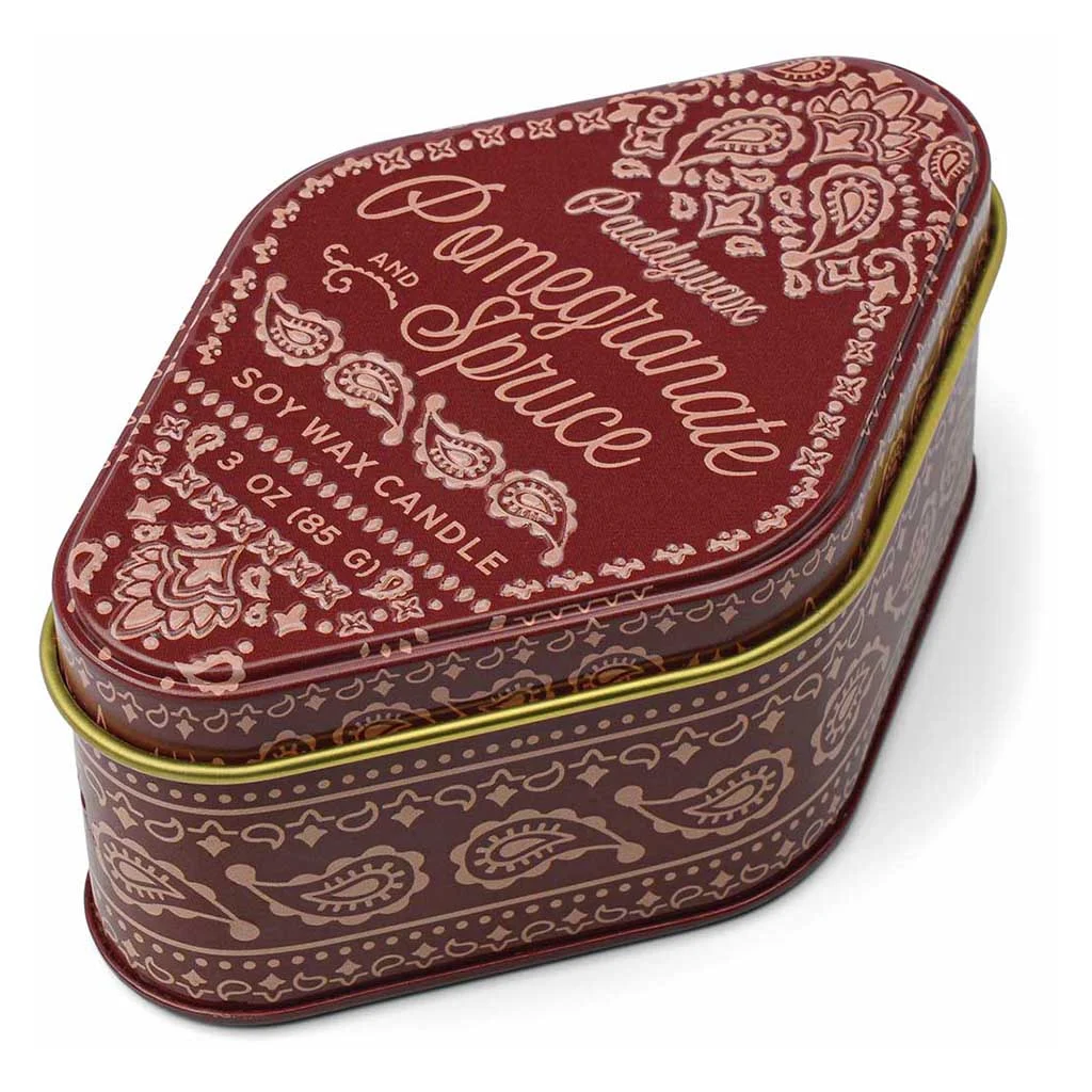 Station Printed Tin Candle | Pomegranate & Spruce
