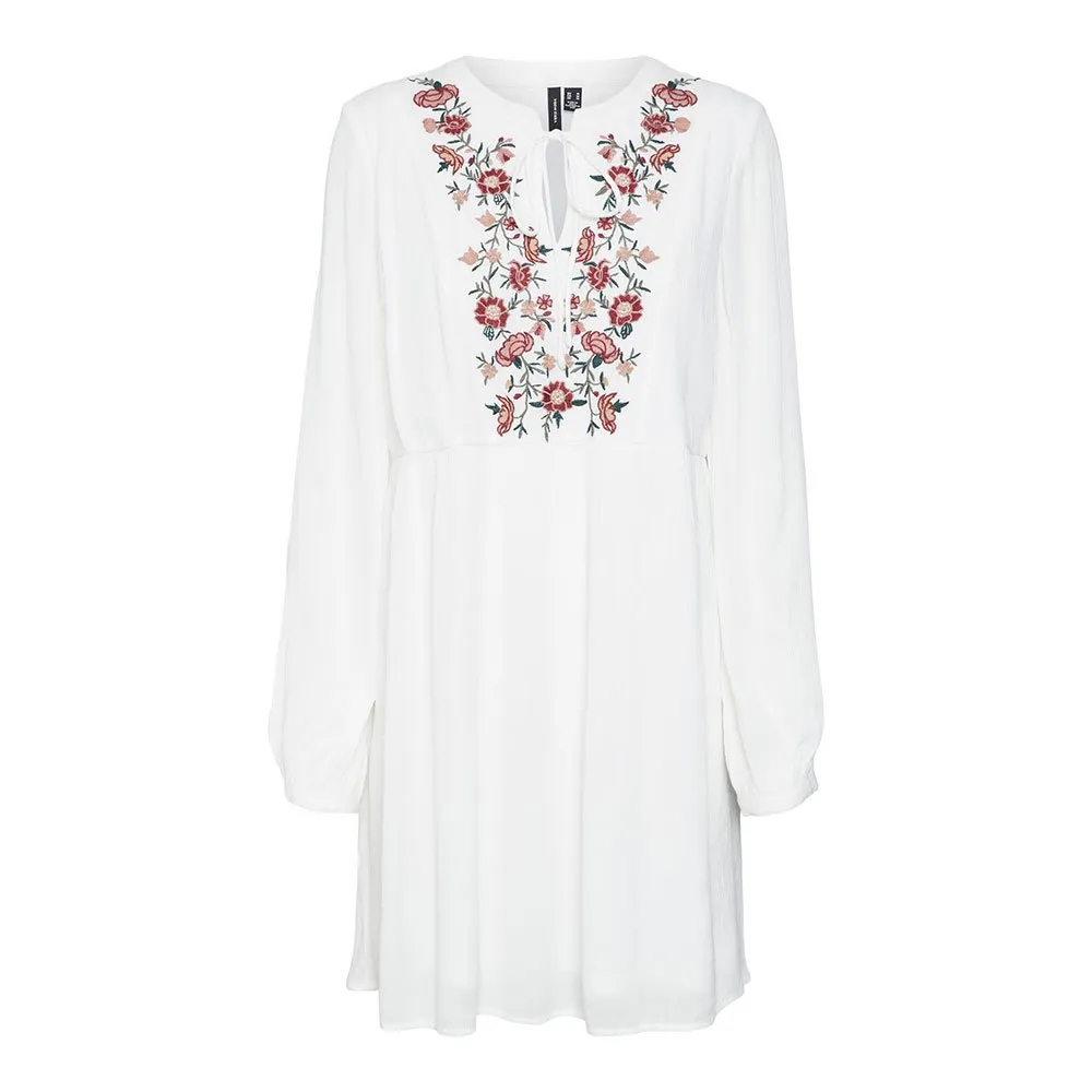Vero Moda Mina Emb long sleeve short dress